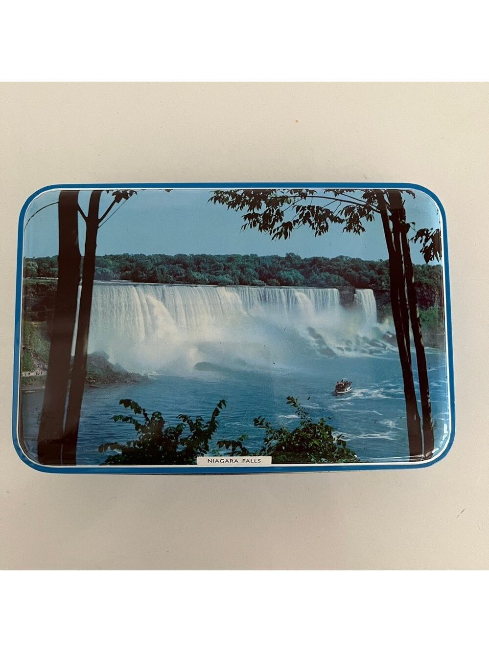 VINTAGE Riley's Toffee Niagara Falls Rectangular Tin Decor Storage Landmarks - Picture 3 of 17